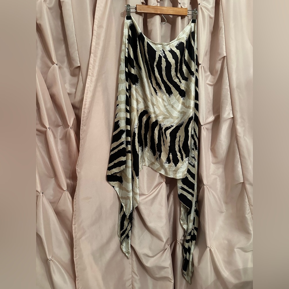 100% silk scarf zebra tiger print cream beige black nude off white champagne